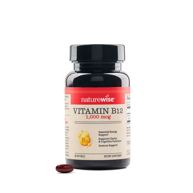 NatureWise Vitamin B12 1000 mcg - Dietary Supplement for Supporting Energy Metabolism, Mental Clarity, Nervous System Health - Easy-to-Swallow, Soy & Gluten-Free - 60 Softgels[60-Day Supply] Unflavored 60 Count (Pack of 1)