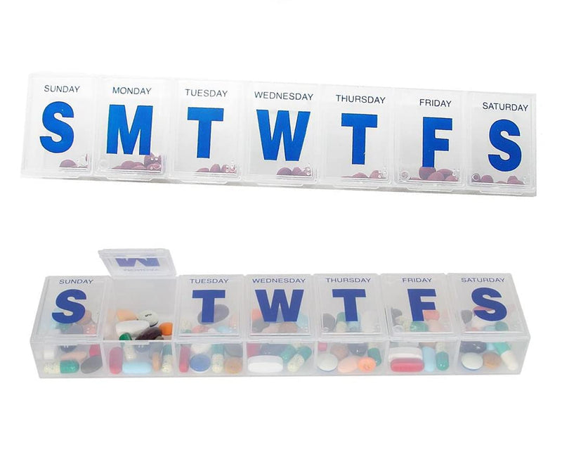 EZY DOSE 3XL Jumbo Weekly (7-Day) Pill Organizer, Vitamin and Medicine Box, Easy Open White Translucent - 2 Pack (3XL - 2 Pack)