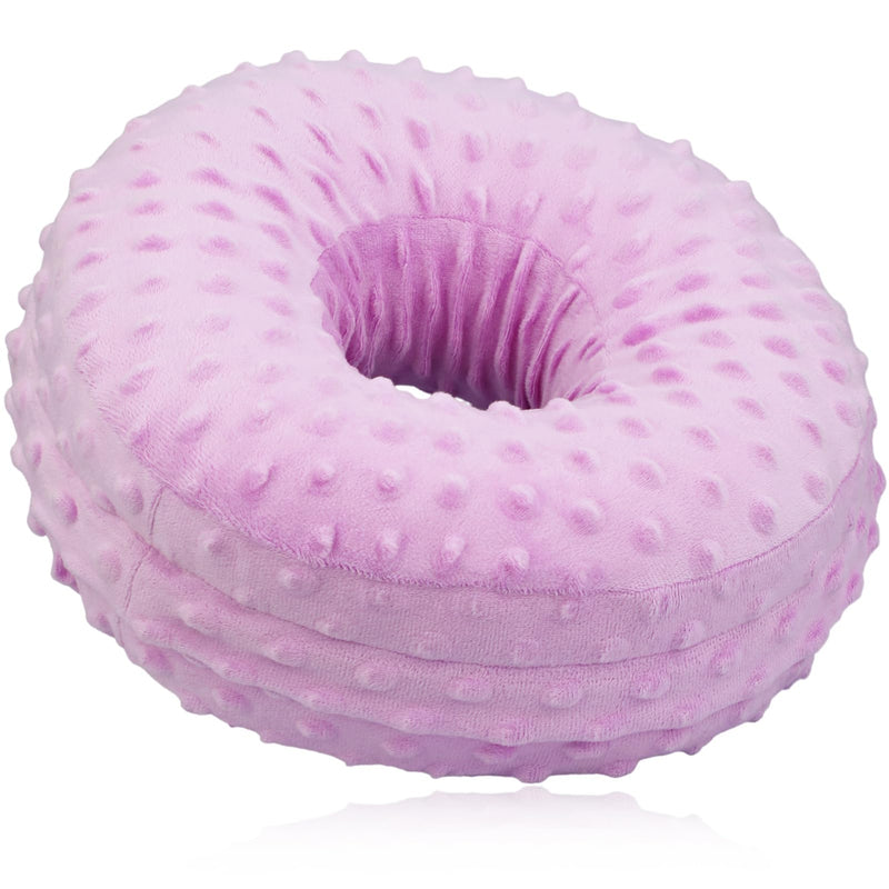 [Australia] - Ear Piercing Pillows with Washable Covers for Side Sleepping with an Holes Full Open Zipper CNH Pressure Sore Relief O-Shaped Cartilage Support Protector Cushion Minky Dot Lavender 
