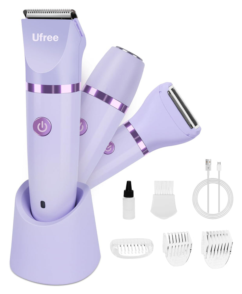 [Australia] - Ufree Bikini Trimmer Electric Razors for Women, Rechargeable Pubic Body Hair Trimmer Electric Shaver for Legs Body Hair, Bikini Shaver IPX7 Waterproof, Gifts for Women, Purple 