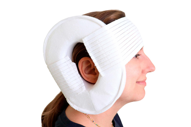 [Australia] - KMINA - Ear Pillow with Strap Washable, Donut for Pressure Sore, Piercing, Side Sleeping, Hole in Center - Made in Europe 
