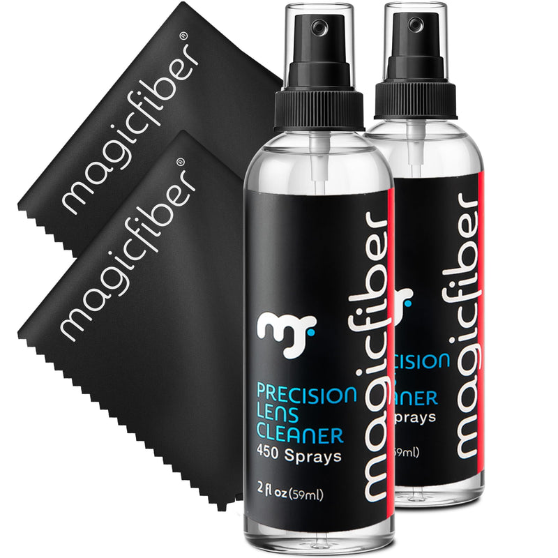 [Australia] - MagicFiber Glasses Cleaner Kit - 2 Eyeglass Cleaner Sprays + 2 Microfiber Cleaning Cloths - Premium Eye Glass Cleaners Spray and Glasses Wipes - Lens Cleaner Fluid, Microfiber Cleaning Cloth Set 
