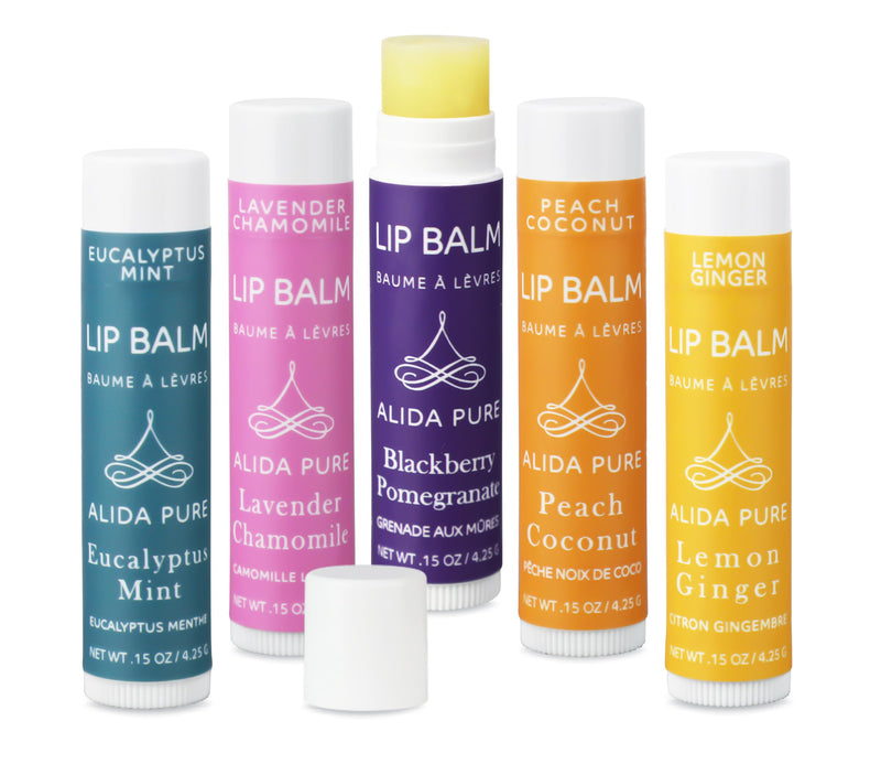 ALIDA PURE Duet Lip Balm Collection, Vegan Set, Beeswax Free, with Organic Jojoba, and Avocado Oil, Vitamin E, Natural Moisturizer for Dry, Chapped Lips, 5 Tube Set Duet Assorted