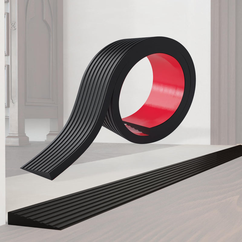 [Australia] - Threshold Ramps for Doorways Self-Adhesive Rubber Ramps for Door Threshold Rubber Door Threshold Ramp for Wheelchair for Doorways, Curb, Power Scooters, Bathroom (Black, 0.4'' Rise-3.3Ft Long) Black 