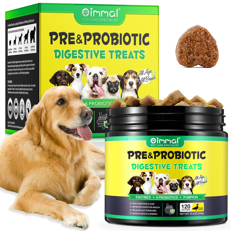 Probiotic Chews for Dogs (Duck 120PCS), Probiotics for Dogs with Digestive Enzymes, Dog Probiotics for Yeast, Itchy Skin, Anti Diarrhea, Gut Digestive Health, Allergy & Immune Support, 10.6oz (300G) - PawsPlanet Australia