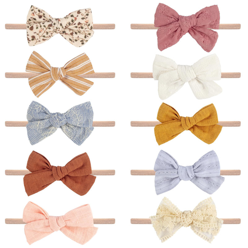 [Australia] - Baby Girl Headbands and Bows, Newborn Infant Toddler Nylon Hairbands Hair Accessories Honey 
