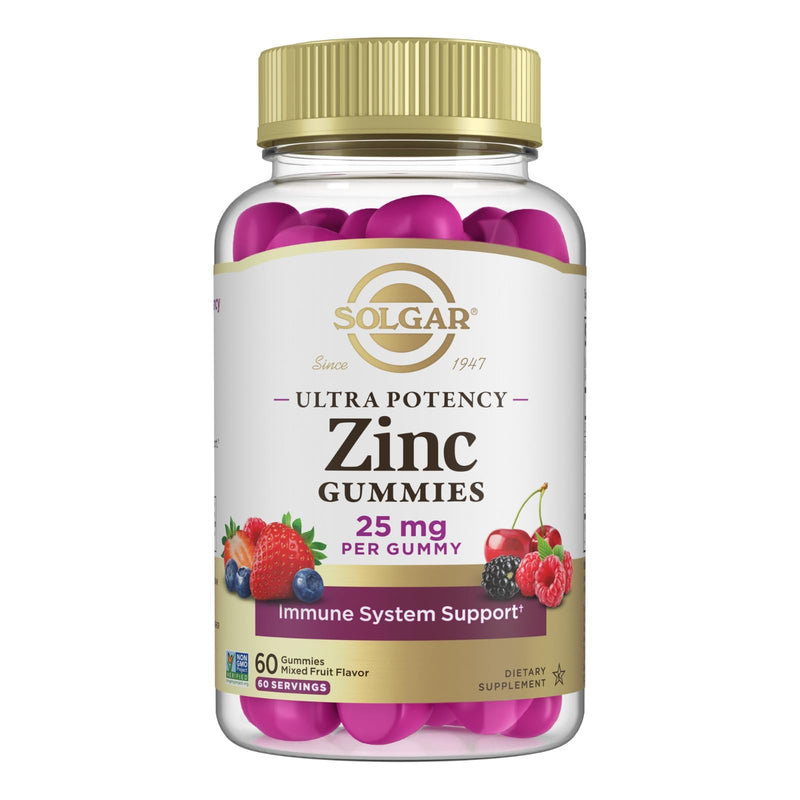 Solgar Zinc Gummies Adult Vitamin, 60 Servings - Mixed Fruit Flavor