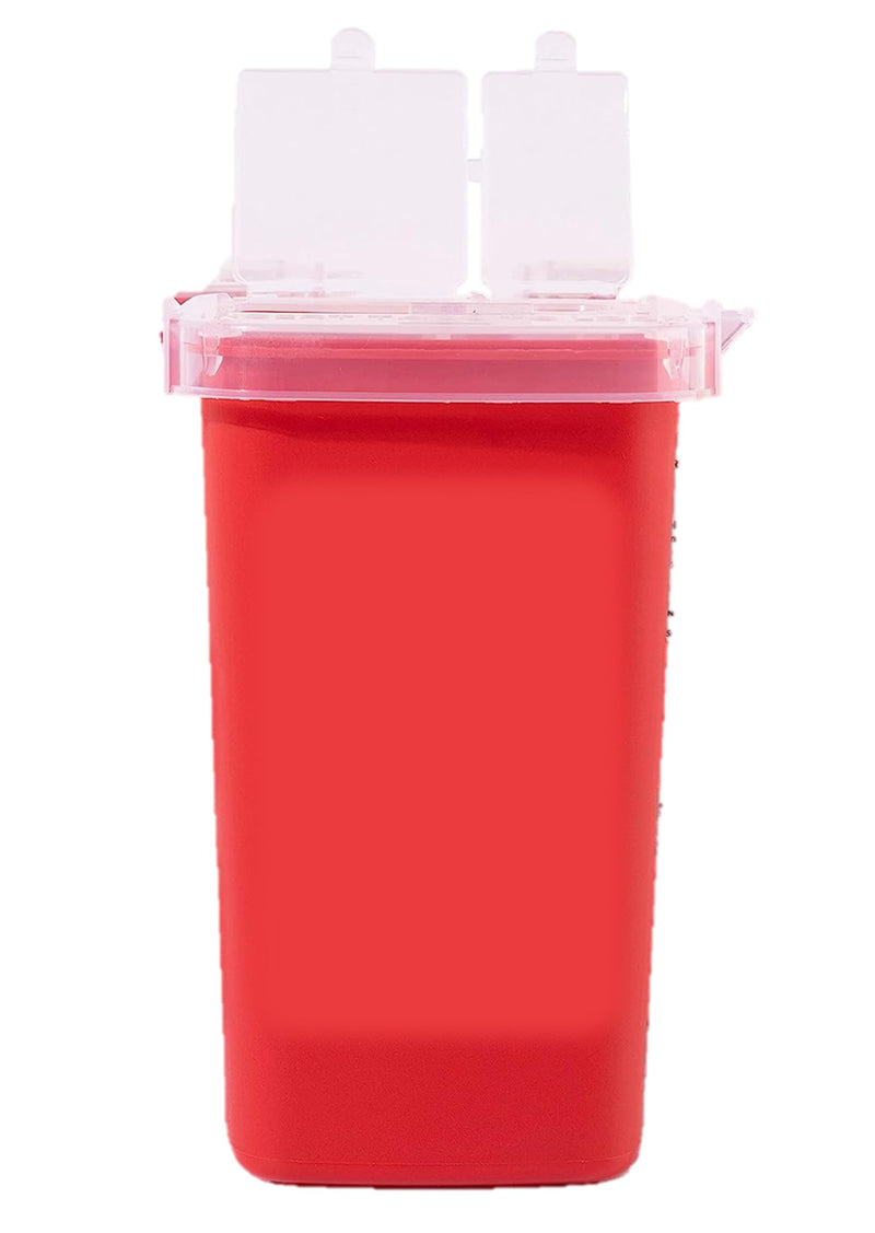 [Australia] - Dealmed Mini Sharps Container Travel Size, 1 Quart Flip Lid, Biohazard Needle & Syringe Disposal, Small Portable Medical Sharps Container for Home or Professional Use, Red, 1-Pack 