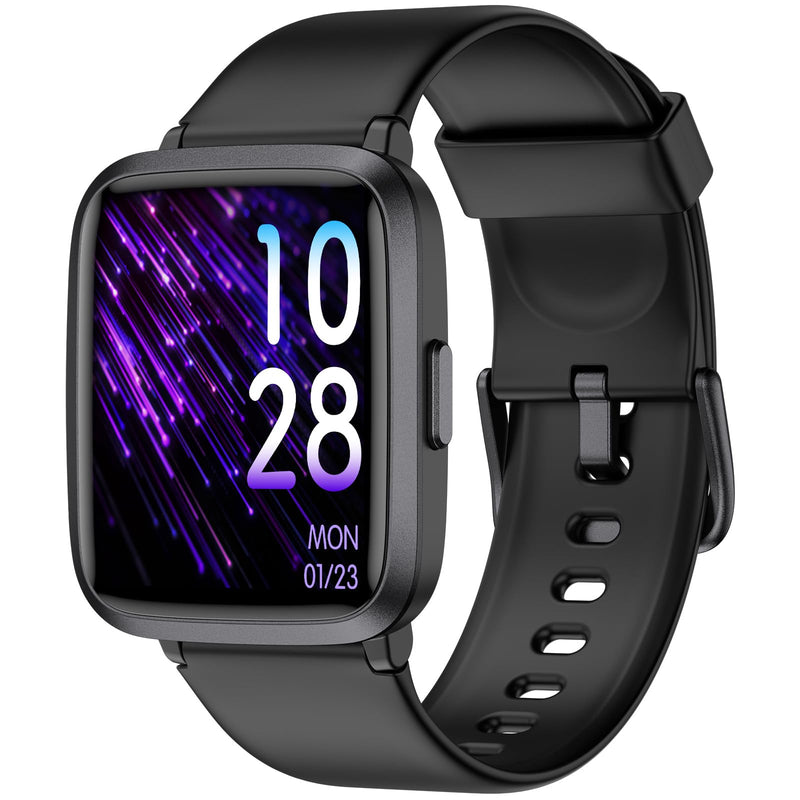 [Australia] - Fitness Tracker Watch, Step Tracker with Heart Rate, Blood Oxygen Sleep Monitor, 5ATM Waterproof Pedometer, Step Calorie Counter, Health Fitness Watch for Sports, Activity Tracker for Women Men Black 