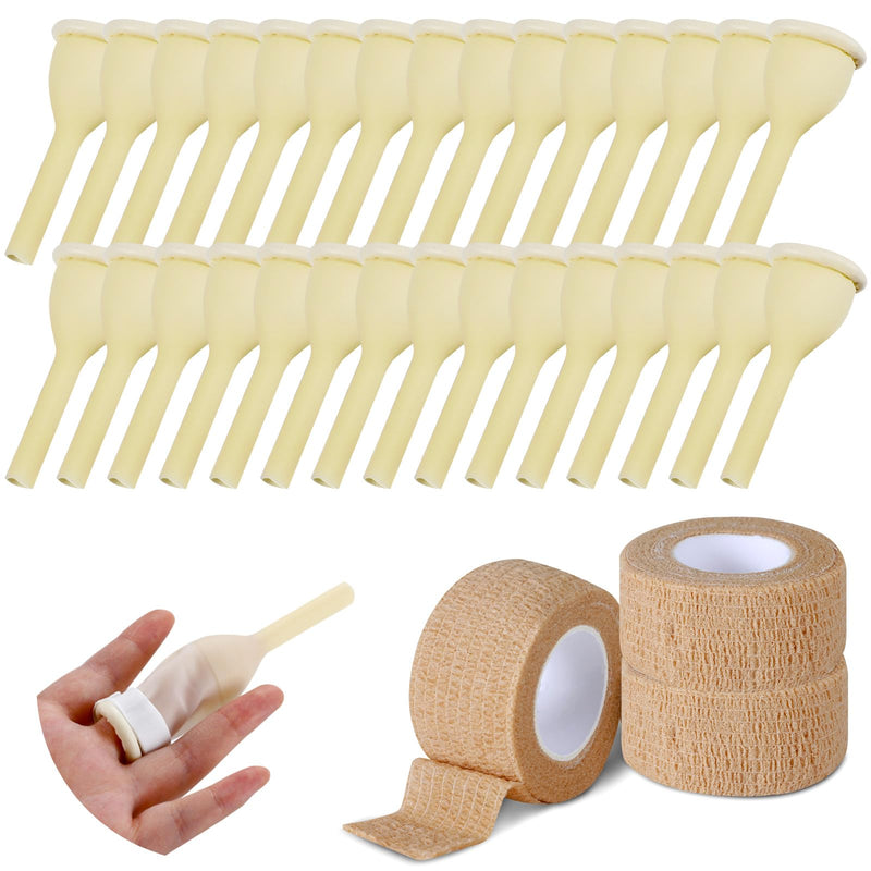 [Australia] - 30 Pcs Male External Catheter Kit Condom Catheter Urinal Bag Latex External Catheter for Men Catheter Supplies External Catheters with 3 Rolls Male External Catheter Fixer(40mm) 40mm 
