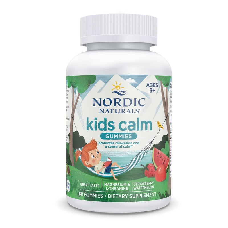 Nordic Naturals Kids Calm Gummies, Magnesium L-Theanine - 60 Gummies | Calming & Relaxation Support for Kids. Strawberry Watermelon Flavor. Up to 60 Servings. Natural Stress Relief Supplement. 1 Count (Pack of 60)