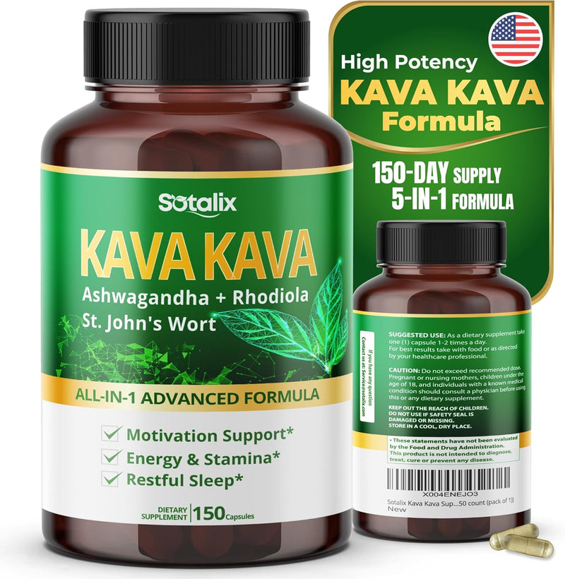 [Australia] - Kava Kava 19,700mg - X 15 Power with Ashwagandha Lemon Balm - Strength, Relax, Restore, Calm - Made in USA (100 Count (Pack of 1)) 100 count (pack of 1) 