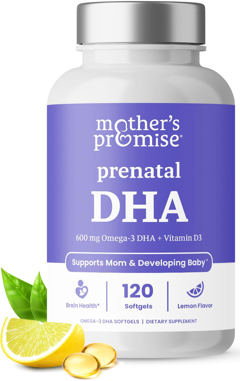 [Australia] - Prenatal DHA for Women 600mg + 400 IU Vitamin D3 | 120 Softgels | Supports Brain Health | Triglyceride Omega 3 Fish Oil DHA Prenatal Vitamins for Pregnancy & Nursing | 300mg per Capsule 