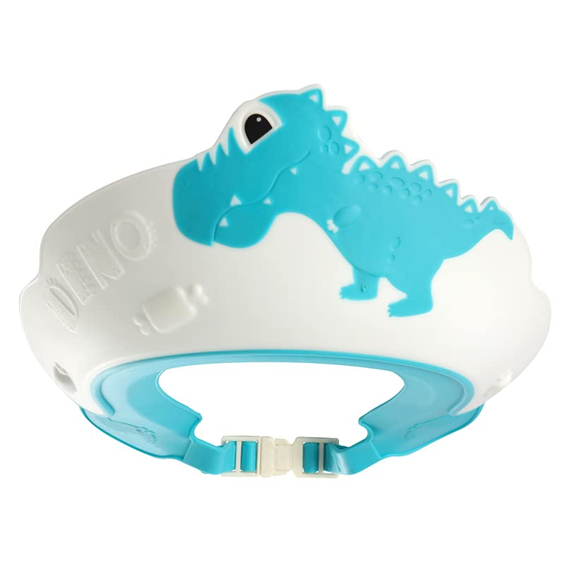 [Australia] - Baby Shower Cap Shield, Shower Cap for Kids, Visor Hat for Eye and Ear Protection for 0-9 Years Old Children,Cute Dinosaur/Crocodile/Hippo shape Makes the Baby Bath More Fun (Dinosaur, Blue) 