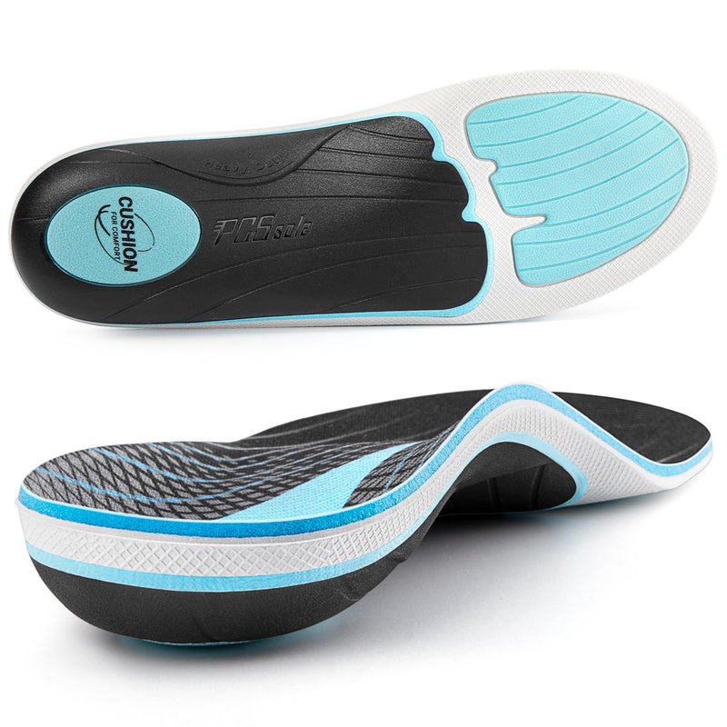 [Australia] - PCSsole Plantar Fasciitis Insoles Men Women- 220+lbs Heavy Duty High Arch Support Inserts with Comfort Cushion Orthotic Pain Relief Insoles for Flat Feet - Arch Pain - Heel Pain -Work Boot Shoe Insole Mens 6-6.5 | Womens 8-8.5(9.96")(253MM) Black & Blue 