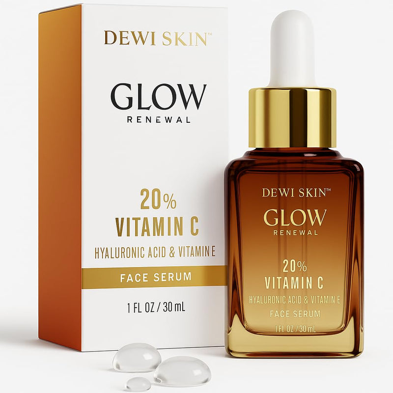Glow Renewal 20% Vitamin C Serum for Face & Eye - Brightening & Anti-Aging with Hyaluronic Acid & Botanical Extracts - Evens Skin Tone, Targets Fine Lines & Dark Spots, 1 oz