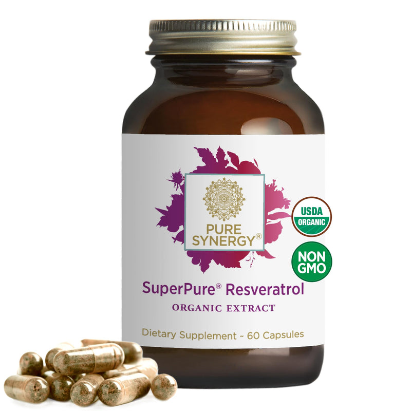 [Australia] - PURE SYNERGY SuperPure Resveratrol Extract | Organic Resveratrol Supplement | Antioxidant Trans-Resveratrol Extract with Grape Polyphenols | for Healthy Aging, Heart, and Skin Health (60 Capsules) 