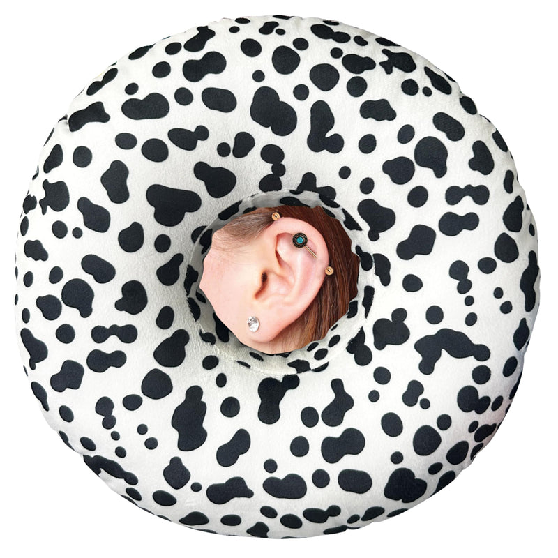 [Australia] - Ear Piercing Pillow for Side Sleepers Pillows with Holes for Ear Pain,Donut Pillow for Ear Side Sleeping Pillow for Adults CNH Ear Pain Relief Pressure Sores Ear Pillow with Hole in Center Cow One Size 