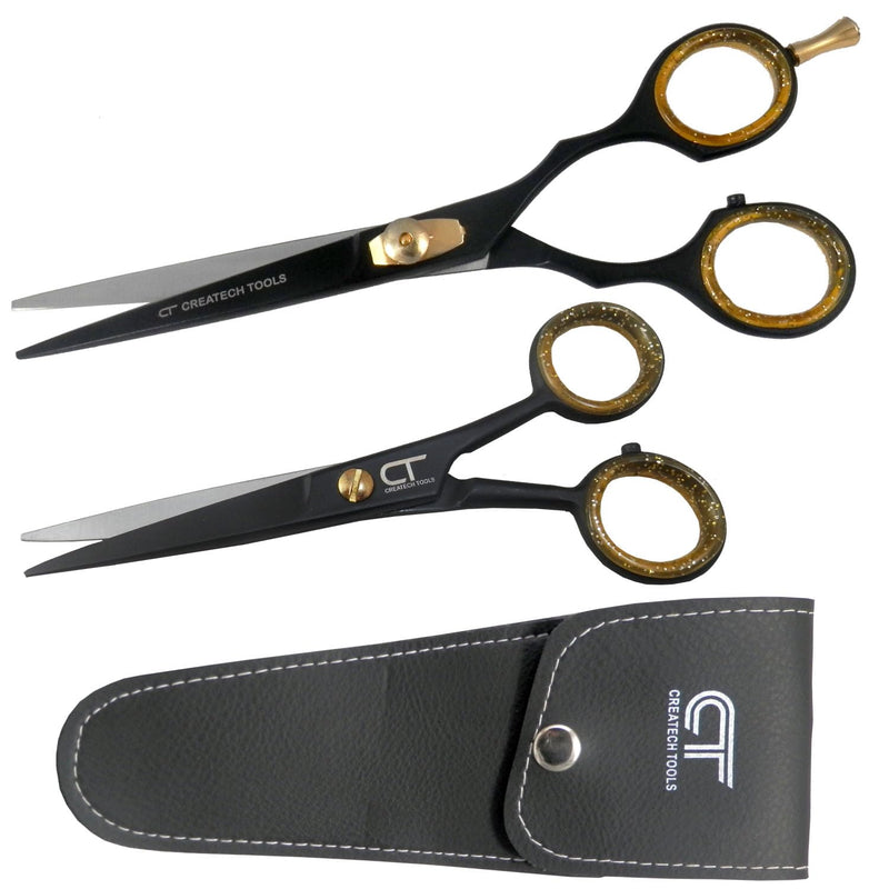 Hair Scissors Set – Large and Small Hair Cutting, Hairdressing and Trimming Black Scissors, Family Care Pack