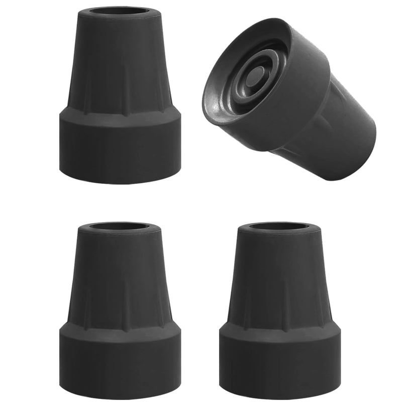 [Australia] - 4 Pack 3/4 Inch Replacement Rubber Cane Tips for Canes Crutch Walking Sticks and Walkers (Black) 0.75 Inch (4 Pack) Black 