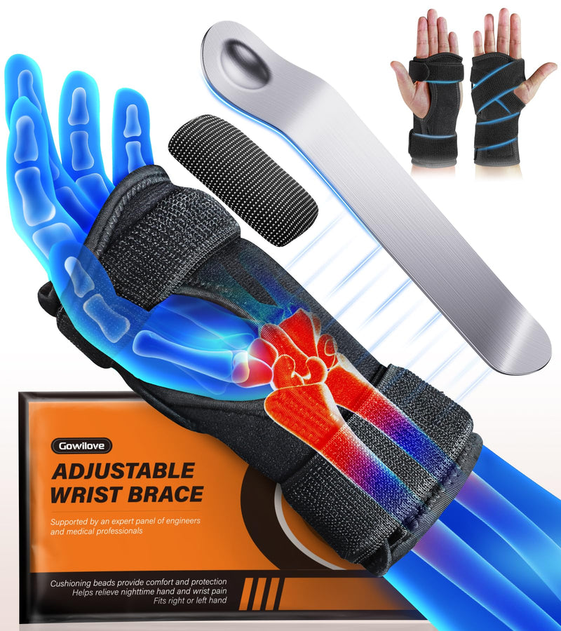 Carpal Tunnel Wrist Brace with Magnetic Therapy Pad, Extra-Long Adjustable Strap Wrist Support Splint Fits Both Left Right Hand, Hand Brace Night Support for Arthritis Tendonitis Pain Relief
