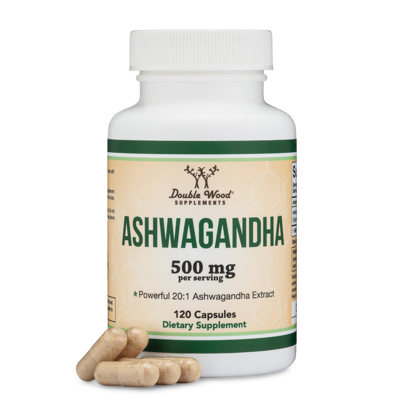 [Australia] - Ashwagandha Capsules, 120 Count (500mg Extract 20:1 Potency, Equivalent to 10,000mg Powder) Adaptogen Stress Relief by Double Wood 