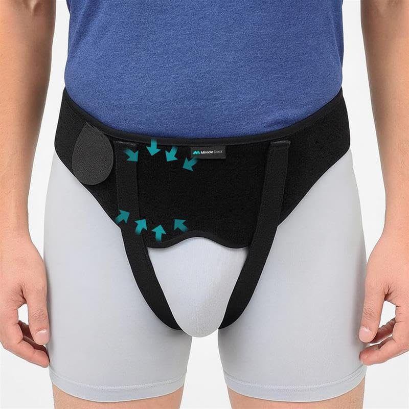 Inguinal Hernia Belt with Removable Compression Pads, Adjustable Velcro Groin Support for Left, Right or Bilateral, Breathable Anti‑Slip Comfort, Unisex Adult S-XL. Medium