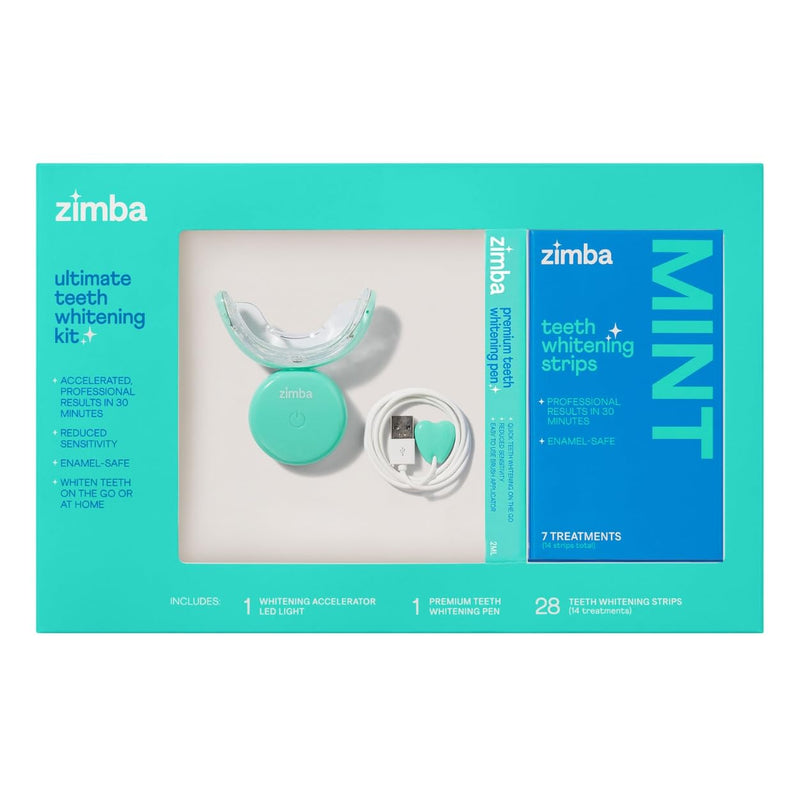 [Australia] - New Zimba Ultimate Whitening Kit | Cordless LED Accelerator Light, Whitening Strips, and Whitenig Pen 0.33 Fl Oz (Pack of 3) 