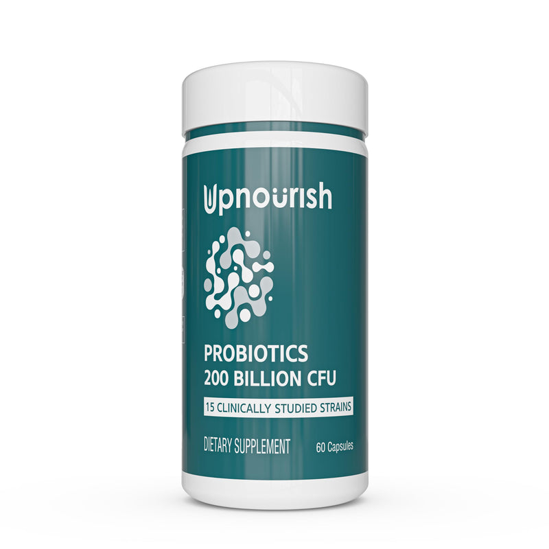 [Australia] - UpNourish Probiotics - 200 Billion CFUs for Men and Women, 15 Clinically Studied Strains, Prebiotics & Enzymes - 60 Vegan Capsules 200B Prebiotics 