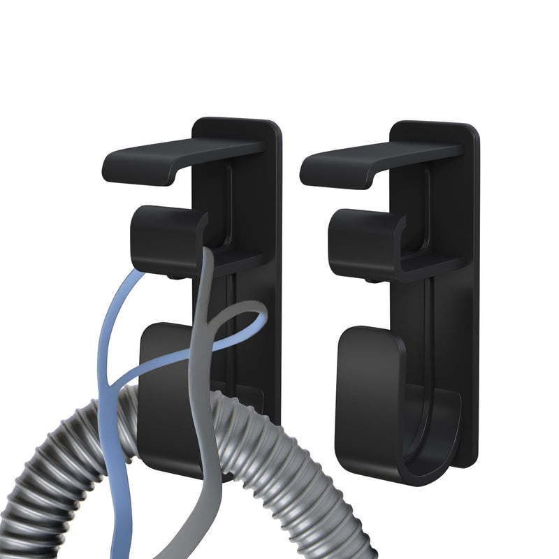 [Australia] - 2PCS CPAP Hose Holder Hanger cpap Mask Hook & Tubing Holder for Bed with Anti-Skid Function Avoids Hose Tangle and 4 Removable Refill Strips（Damage-Free Hanging） cpap Machine Supplies 2 Black 