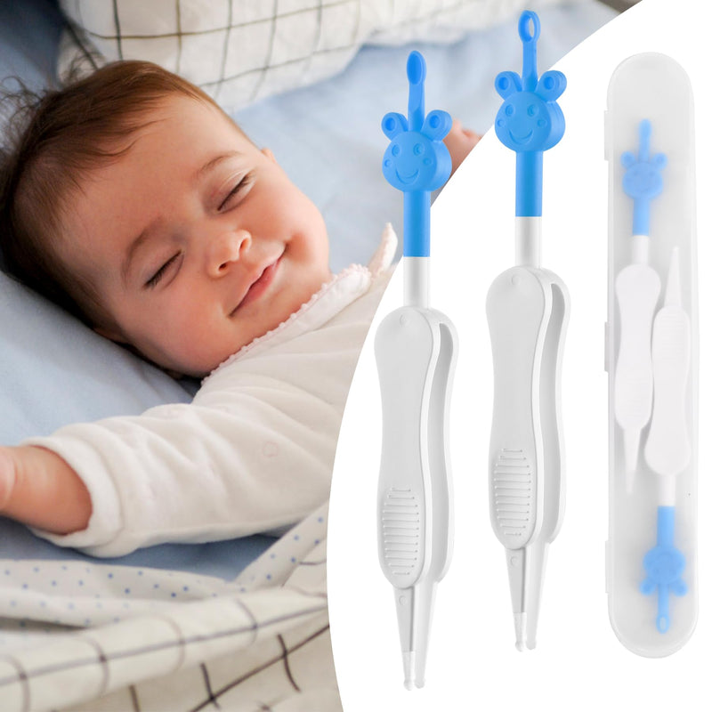 [Australia] - Baby Nose and Ear Cleaner Tool 3 in 1 Nose Cleaning Tweezers Baby Boogie Nose Picker Dual Earwax and Snot Removal Safe & Easy Infant Booger Picker for Sticky & Dried Boogers (Blue) Blue+Blue 