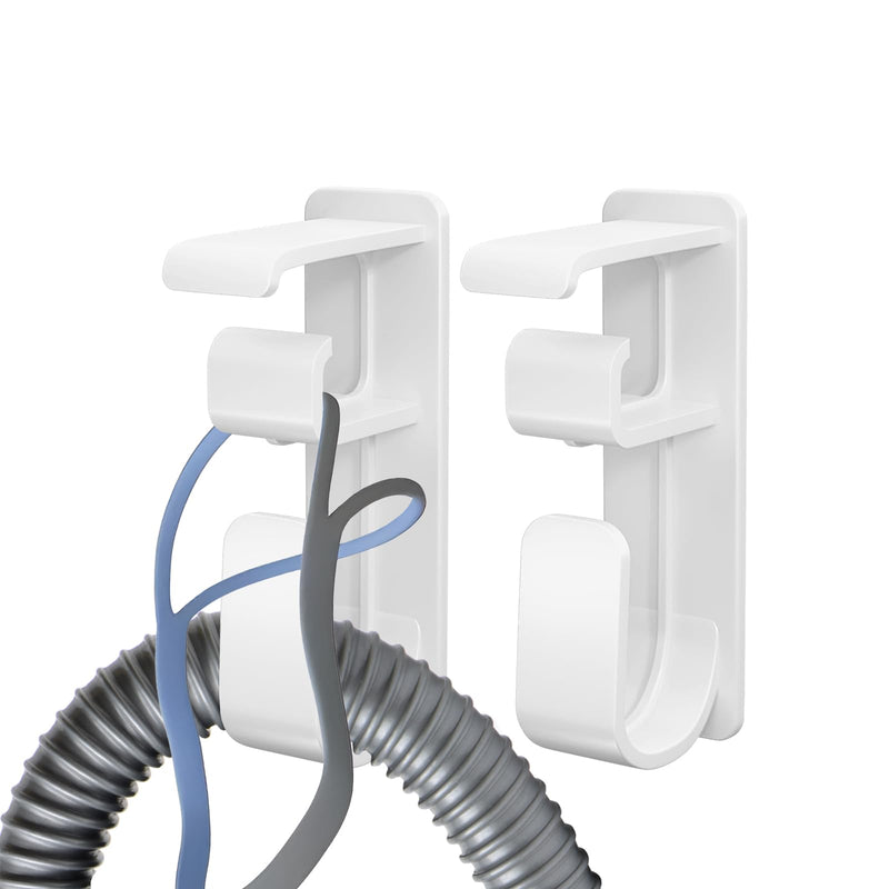 [Australia] - 2PCS CPAP Hose Holder - CPAP Mask Hook with Anti-Unhook Feature Hose Organizer Use CPAP Supplies and CPAP Machine to Help You Sleep Better with 4 Picture Hanging Strips 2-PCS White 