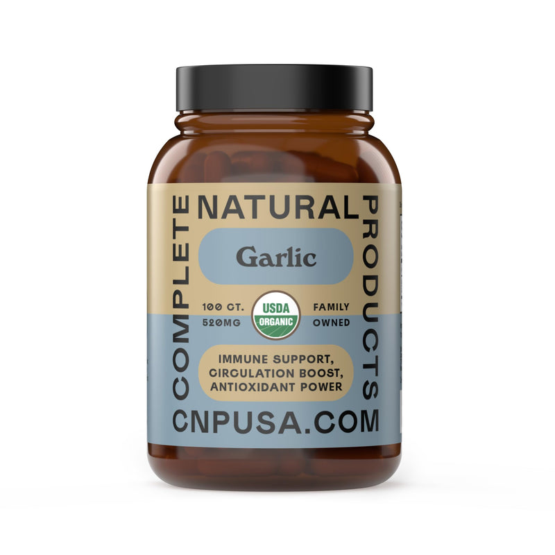 [Australia] - Complete Natural Products Organic Garlic Capsules - 520mg Capsules 100 Count Vegetarian Pills Supplement, Garlic Powder Capsules & Extract 