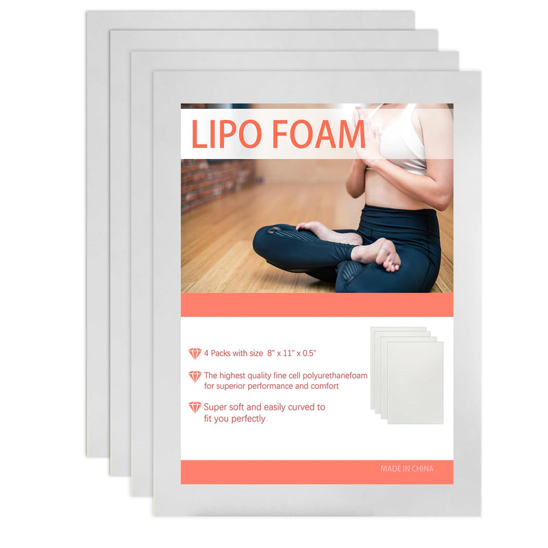[Australia] - 4 Pack Lipo Foam Pads Post Surgery Tummy Tuck for Lipo Recovery,Liposuction Surgery Foam Sheet for Recovery 8" X 11" 4 