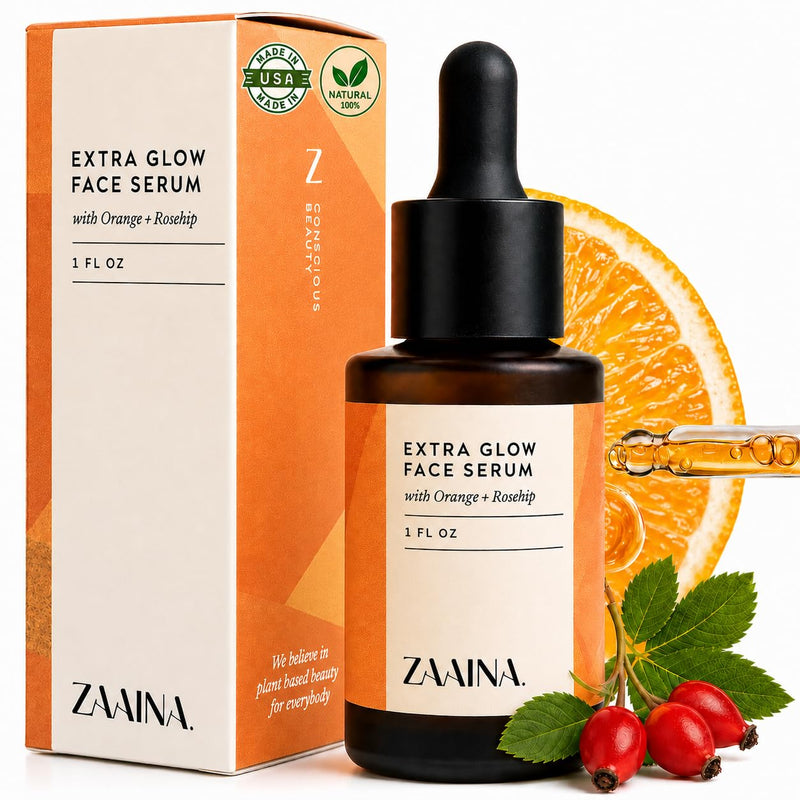 Extra Glow Face Oil Serum for Glowing Skin – Hydrating Ayurvedic Facial Oil with Rosehip & Vitamin E – Lightweight Makeup Primer for Dry, Dull & Sensitive Skin - 1 oz