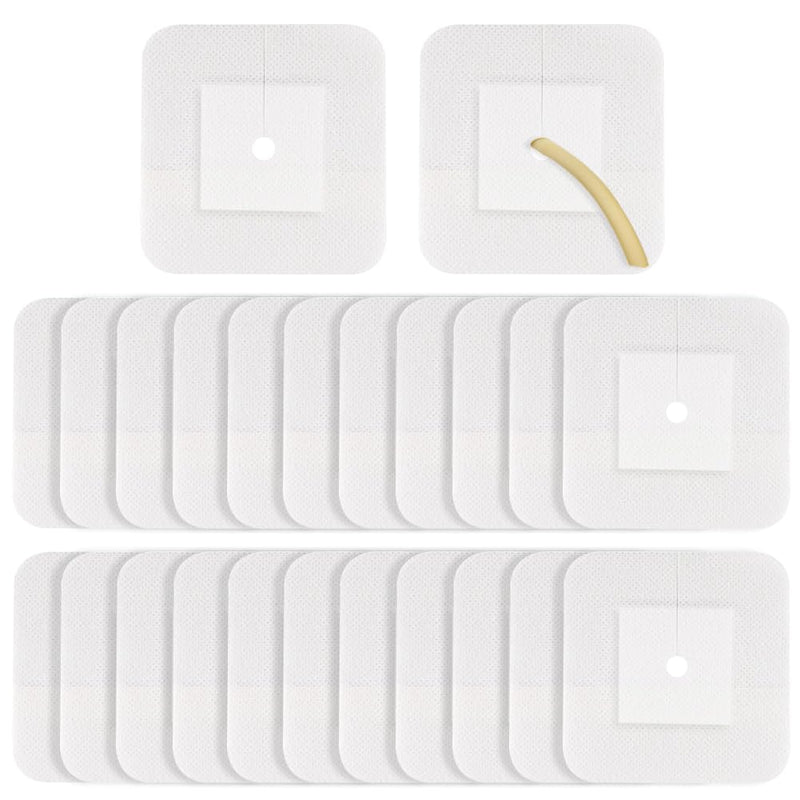 [Australia] - 40 Pcs Feeding Tube Covers G Peg Tube Holder Split Drain Adhesive Bandages for Dialysis Catheter 4" x 4" Island Dressing Bordered Gauze Nuring Accessories 4"x4" Pack of 40 