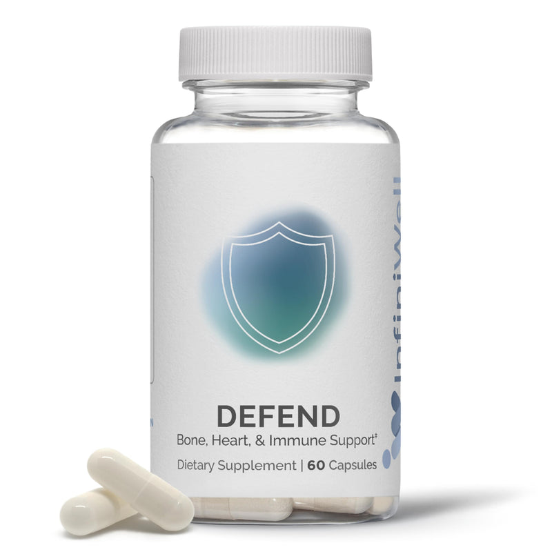 [Australia] - InfiniWell Defend Bone & Immune Support Supplement - Vitamin A, D3 & K2 Supplement - Bioavailable Ingredients in Active Nutrient Forms - Aid Bone Strength, Heart Health & More (60 Capsules) Regular 