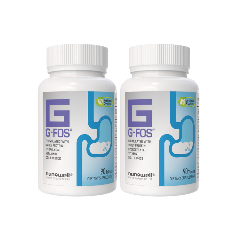 NANOWELL G-FOS Digestive Health Supplement, Vitamin U - 90 Tablets X 2 Bottles for 2 Months (180 Count) 90 Count (Pack of 2)