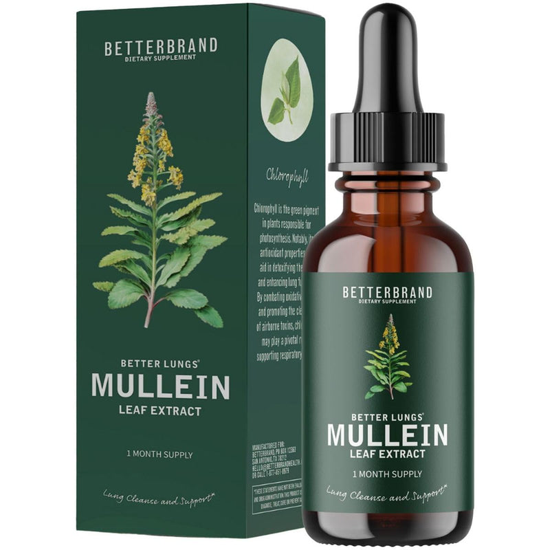 [Australia] - Betterbrand BetterLungs Mullein Leaf Extract - Support Lung Cleanse & Respiratory Function for Healthy Breathing - Natural Supplement, Tincture Drops | Non-GMO, Vegetarian | 1 Month Supply 