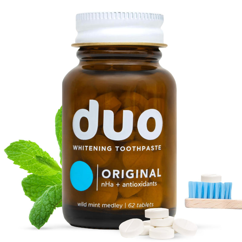 [Australia] - Duo Toothpaste Tablets | Nano-Hydroxyapatite (nHa) Natural Whitening, Remineralize, Reduce Sensitivity | Sustainable & Plastic Free | Dentist Created | Wild Mint Medley - 1 Bottle / 62 Tablets Original 62 Count (Pack of 1) 