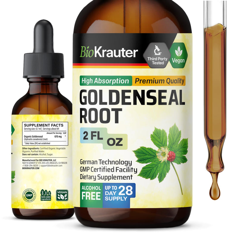 [Australia] - Goldenseal Root Supplement Drops - Organic Goldenseal Tincture - Vegan, Alcohol & Sugar Free Liquid Extract - 2 Fl.Oz. 2 Fl Oz (Pack of 1) 