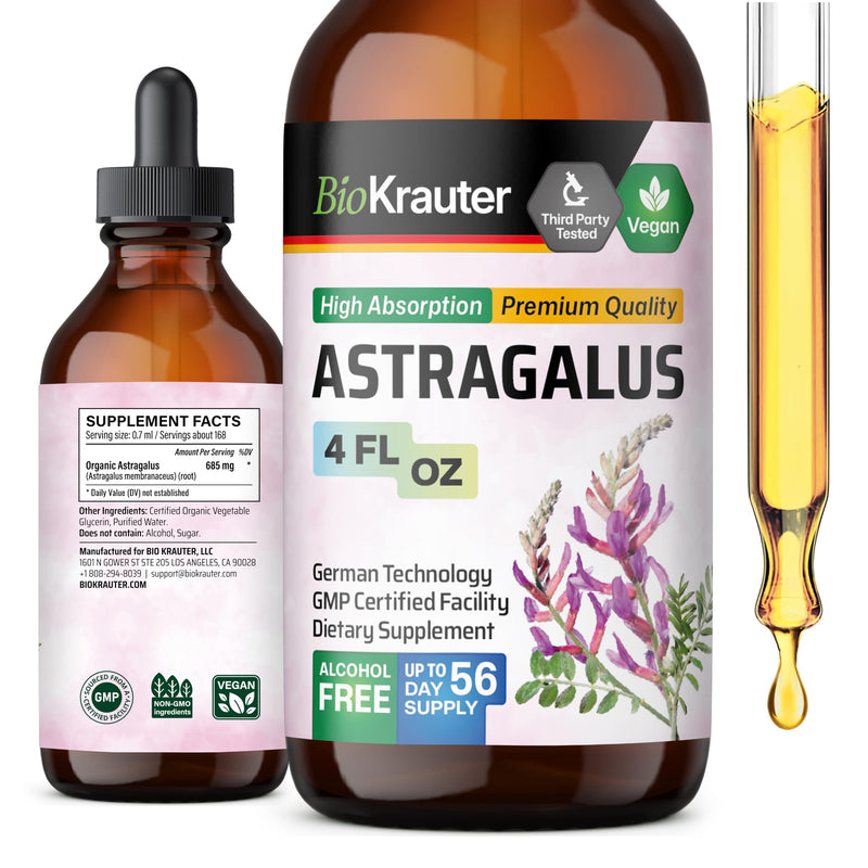 [Australia] - Astragalus Tincture - Organic Astragalus Root Extract for Immune Support - Alcohol and Sugar Free - High Absorption - Vegan Astragalus Extract Drops 4 Fl.Oz. 4 Fl Oz (Pack of 1) 