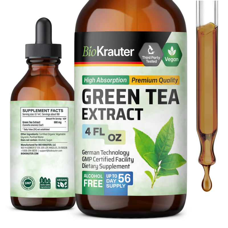 [Australia] - Green Tea Extract Tincture - Organic Green Tea Supplements with EGCG - Antioxidant Source - Immune Support Supplement - Alcohol and Sugar Free - Vegan Drops 4 Fl.Oz. 4 Fl Oz (Pack of 1) 