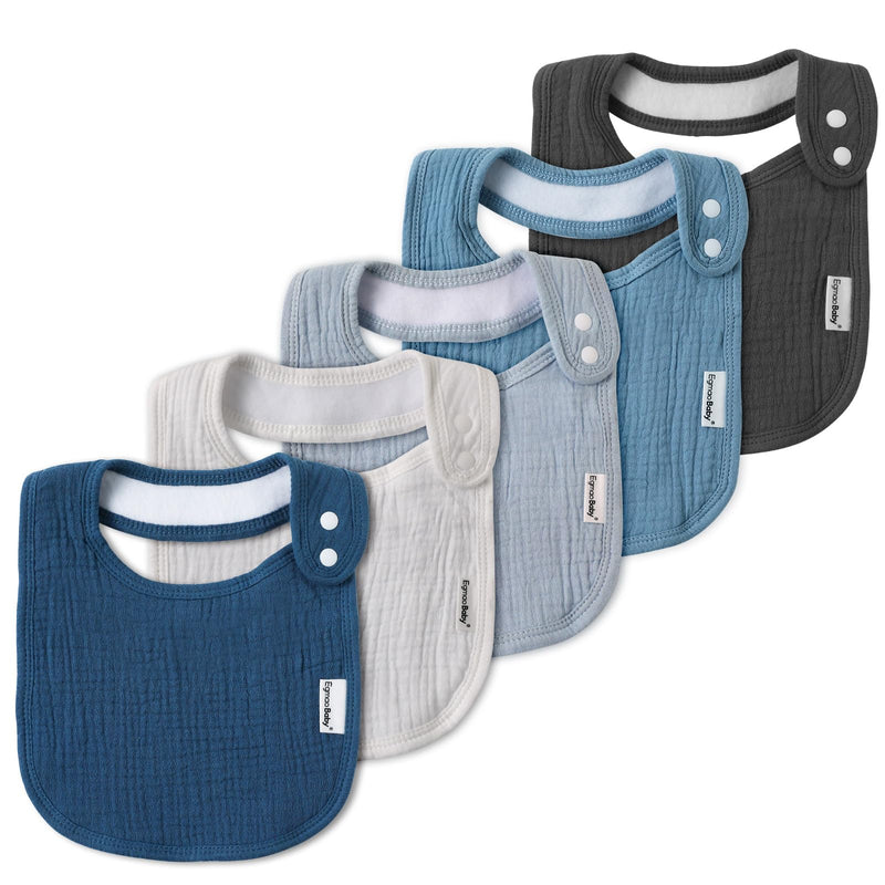[Australia] - Muslin Bibs for Baby Boys Girls,Organic Muslin Baby Bib for Drooling and Teething,Soft Bandana Drool Bibs 5 Pack Haze 