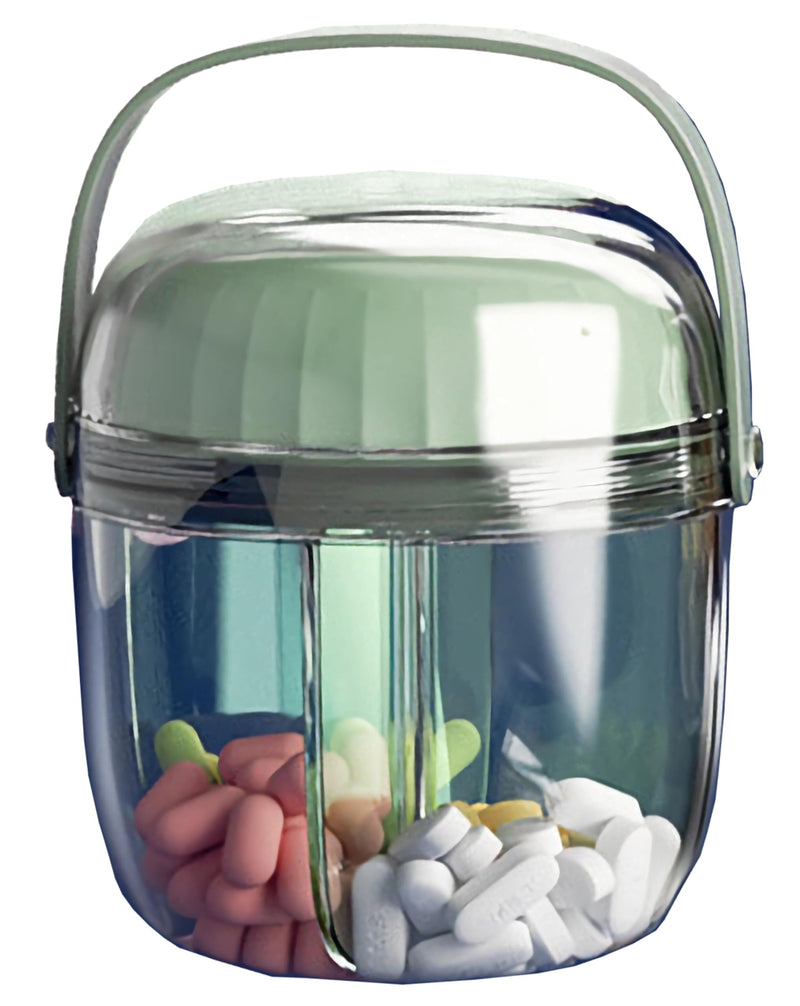 MURRI&MURRDI Pill Organizer with 4 Compartments, Travel Pill Box Small Portable Medicine Bottle, Anti-Mixing & Wide Opening, Compact Pill Container Holder for Vitamin Fish Oil Medication (F Green) F Green 4 Cells