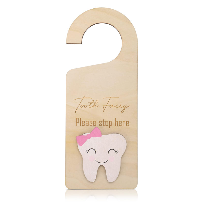 [Australia] - Cute Wooden Tooth Fairy Door Hanger with Money Holder, Comforting Kids with Lost Tooth, Encourage Gift for Boys Girls, Kids Room Pick up Box Sign Decor 