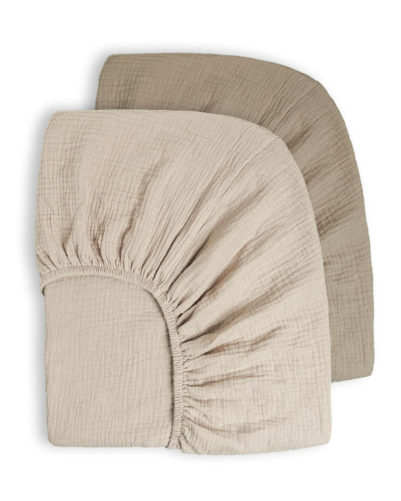 [Australia] - Muslin Crib Sheets 100% Cotton Baby Crib Sheets Fitted for Standard Crib Mattress & Toddler Bed Mattress 52"x28" Soft Breathable Crib Sheets Neutral for Boys Girls - 2 Pack (Oat Latte) Oat Latte 