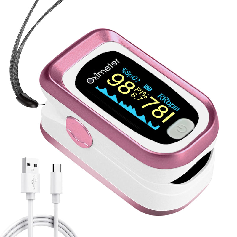 [Australia] - TYNDALL Pulse Oximeter Rechargeable, Oximeter Finger with Pulse and Oxygen, Oxygen Monitor Fingertip, Heart Rate Monitor Finger, Oximetry for Sports Aviation Use Only (Pink) 