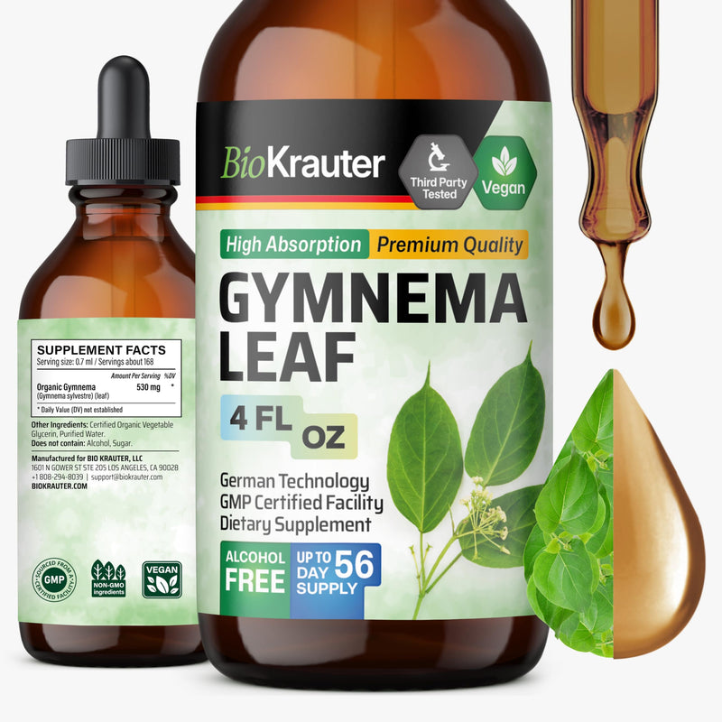 [Australia] - BIO KRAUTER Gymnema Sylvestre Extract Drops - Alcohol and Sugar Free - Vegan Gymnema Leaf Extract 4 Fl.Oz. 4 Fl Oz (Pack of 1) 