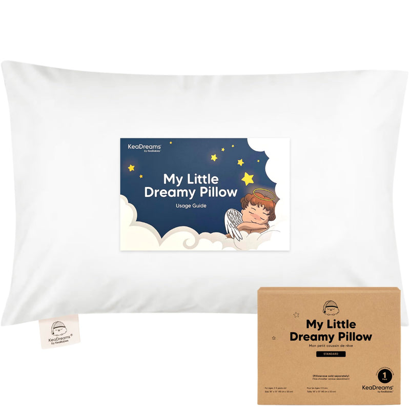 [Australia] - KeaBabies Toddler Pillow - Soft Organic Cotton Toddler Pillows for Sleeping - 13X18 Small Pillow for Kids - Kids Pillows for Sleeping - Kids Pillow for Travel, School, Nap, Age 2 to 5 (Soft White) Soft White 1-Pack, Standard 
